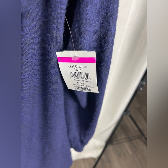 Go Couture Navy Foldover Off-the-Shoulder Tunic Sweater Size Large NWT - Picture 5 of 11